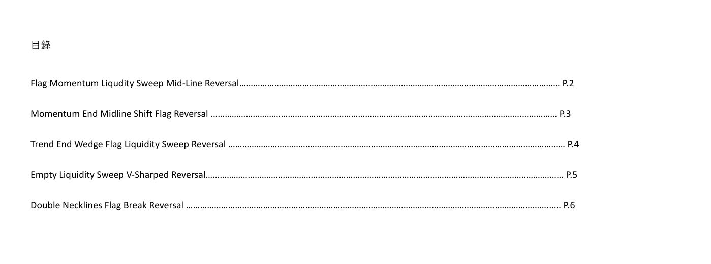 JM reversal manual table of contents