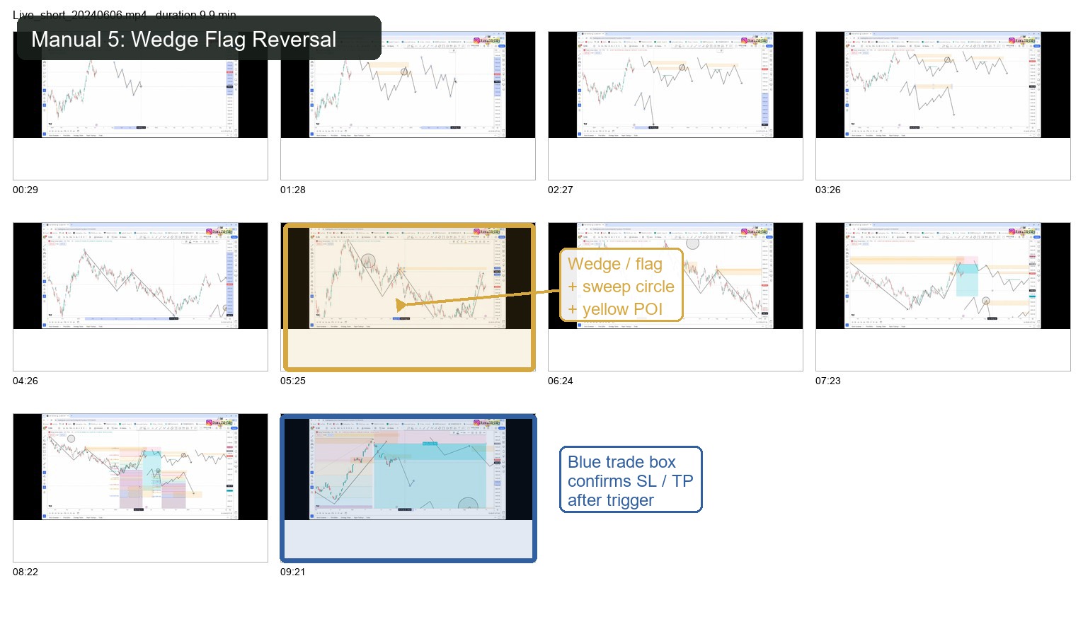 JM wedge flag liquidity sweep annotated video example